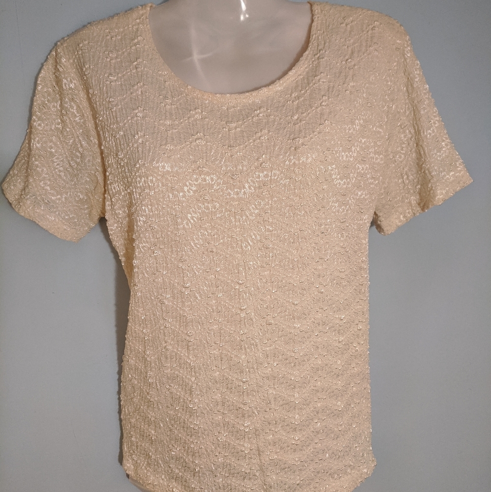 Women's Impressions cream textured blouse small